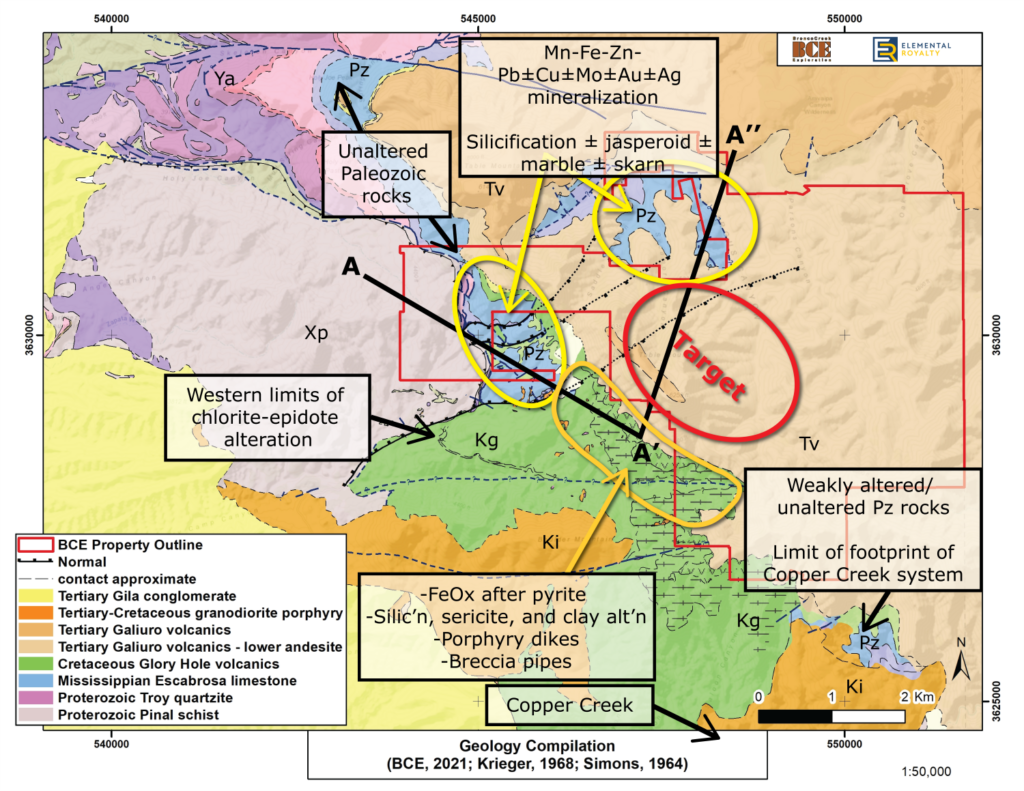 Geology and target map of the Black Reef project