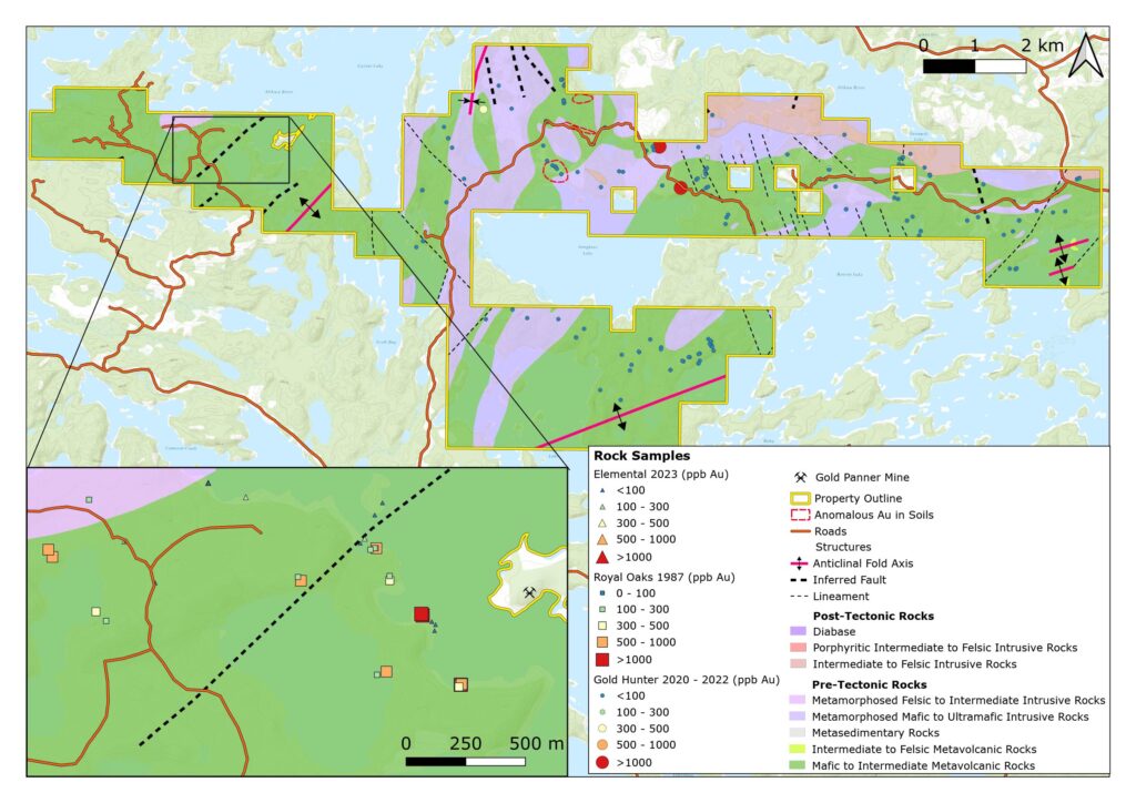 Location, geology, and geochemical sampling of Cameron Lake.