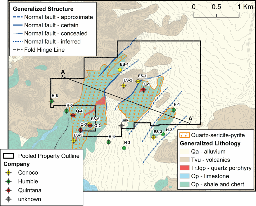 Tango geology map and drillhole locations