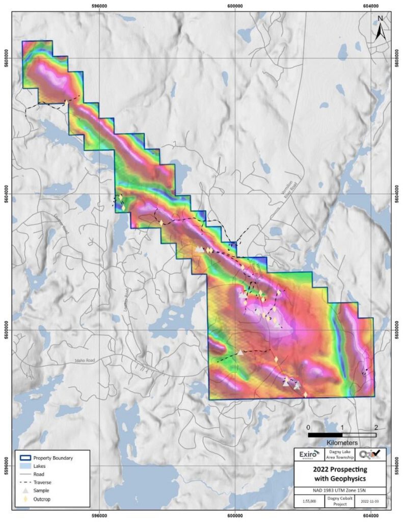 Map of geophysics at Dagney Lake.